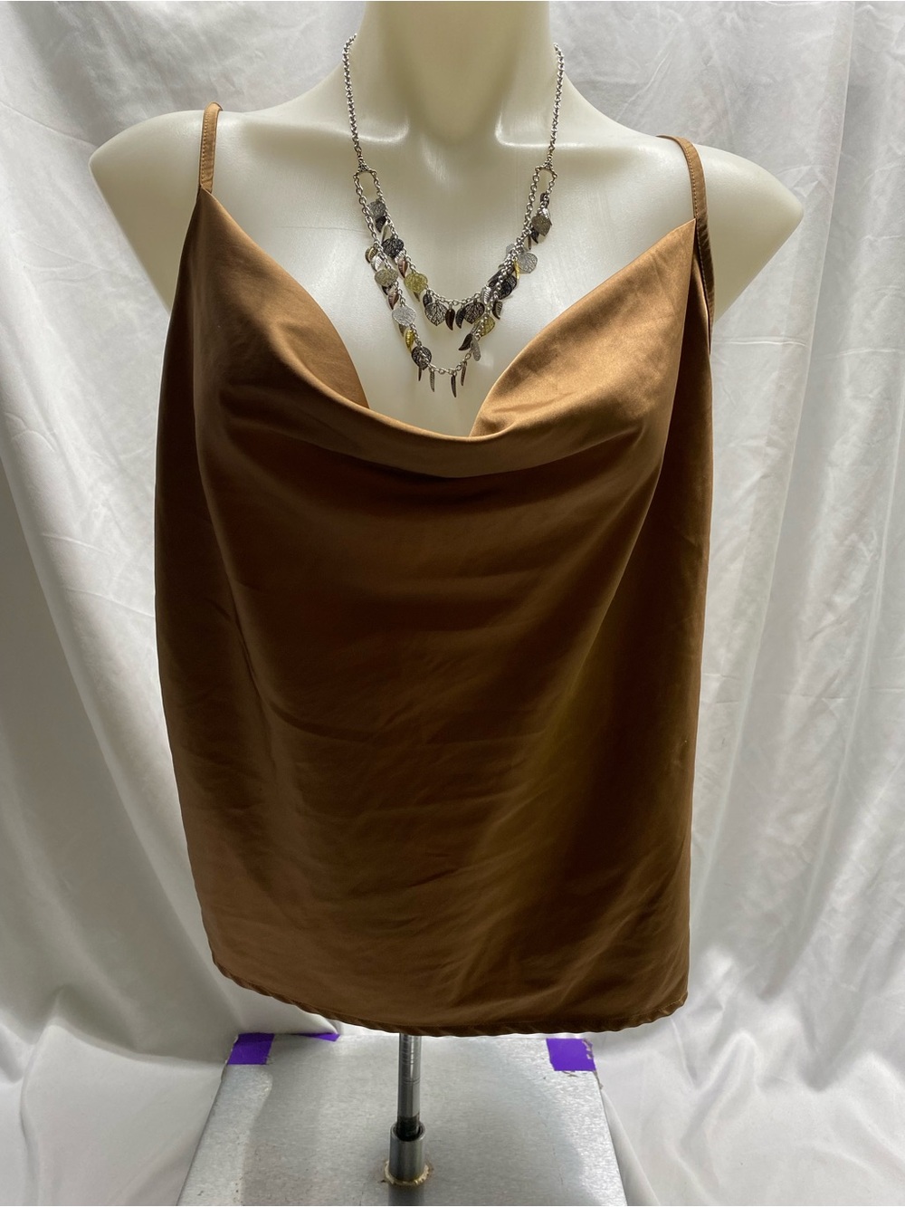 * Simplee XXL Copper Satin Cowl Neck Cami